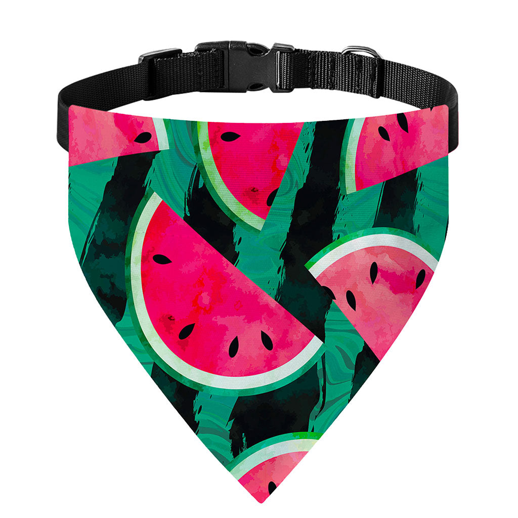 Green Striped Watermelon Pattern Print Over The Collar Dog Bandana