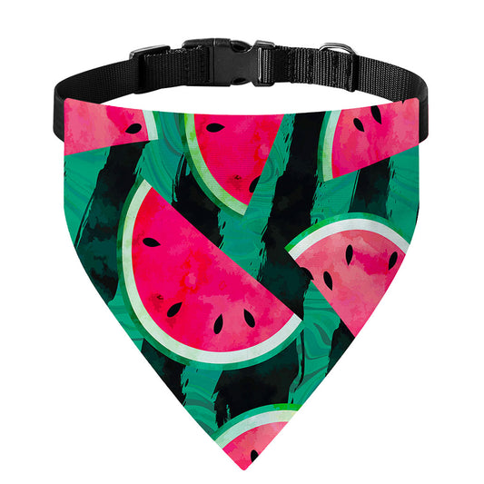 Green Striped Watermelon Pattern Print Over The Collar Dog Bandana