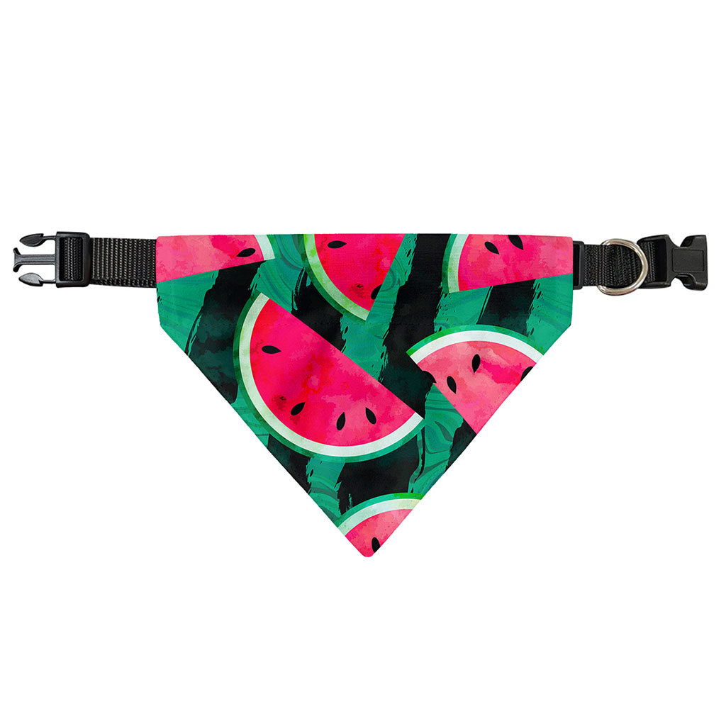 Green Striped Watermelon Pattern Print Over The Collar Dog Bandana