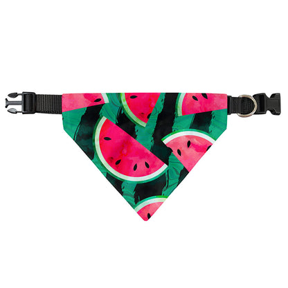 Green Striped Watermelon Pattern Print Over The Collar Dog Bandana