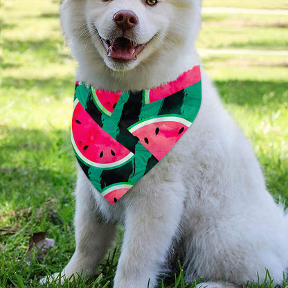 Green Striped Watermelon Pattern Print Over The Collar Dog Bandana