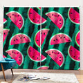 Green Striped Watermelon Pattern Print Pencil Pleat Curtains