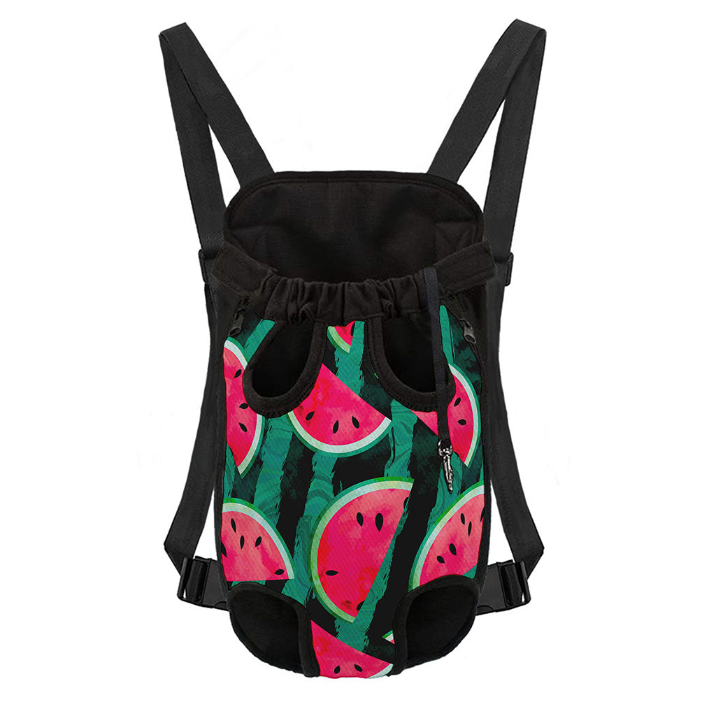 Green Striped Watermelon Pattern Print Pet Carrier Backpack