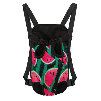 Green Striped Watermelon Pattern Print Pet Carrier Backpack