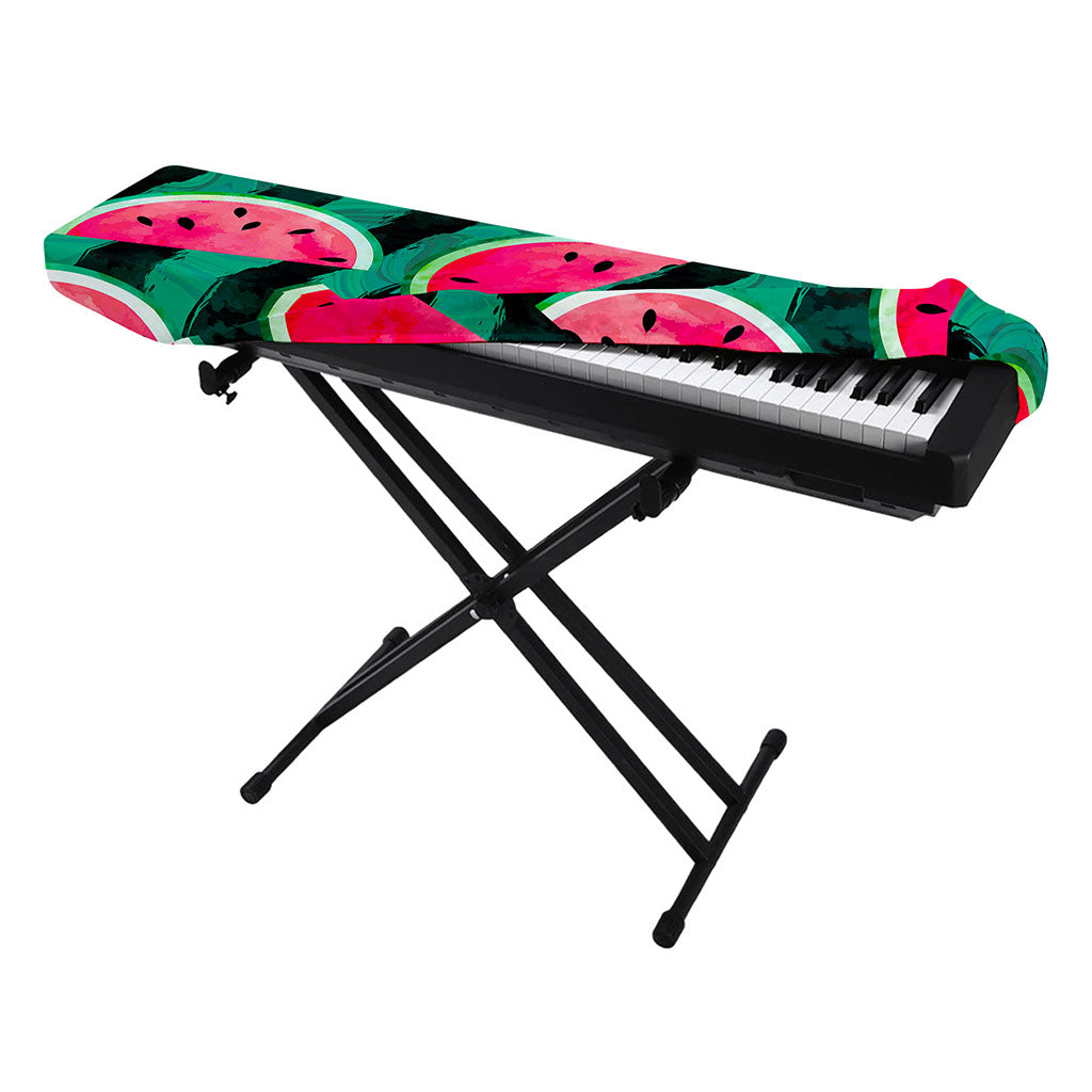 Green Striped Watermelon Pattern Print Piano Keyboard Cover