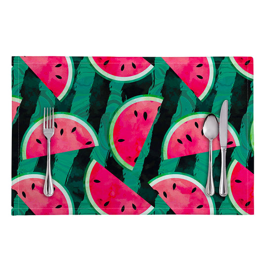 Green Striped Watermelon Pattern Print Placemat