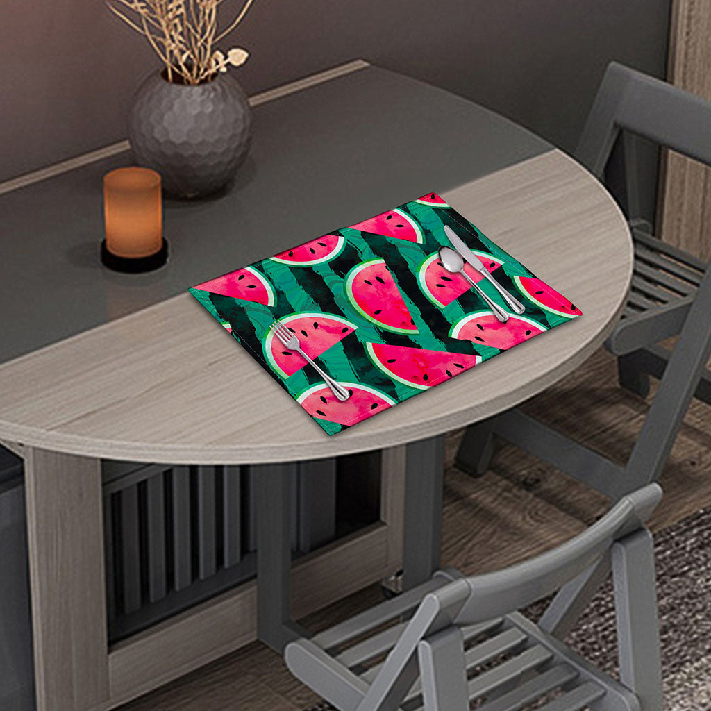 Green Striped Watermelon Pattern Print Placemat
