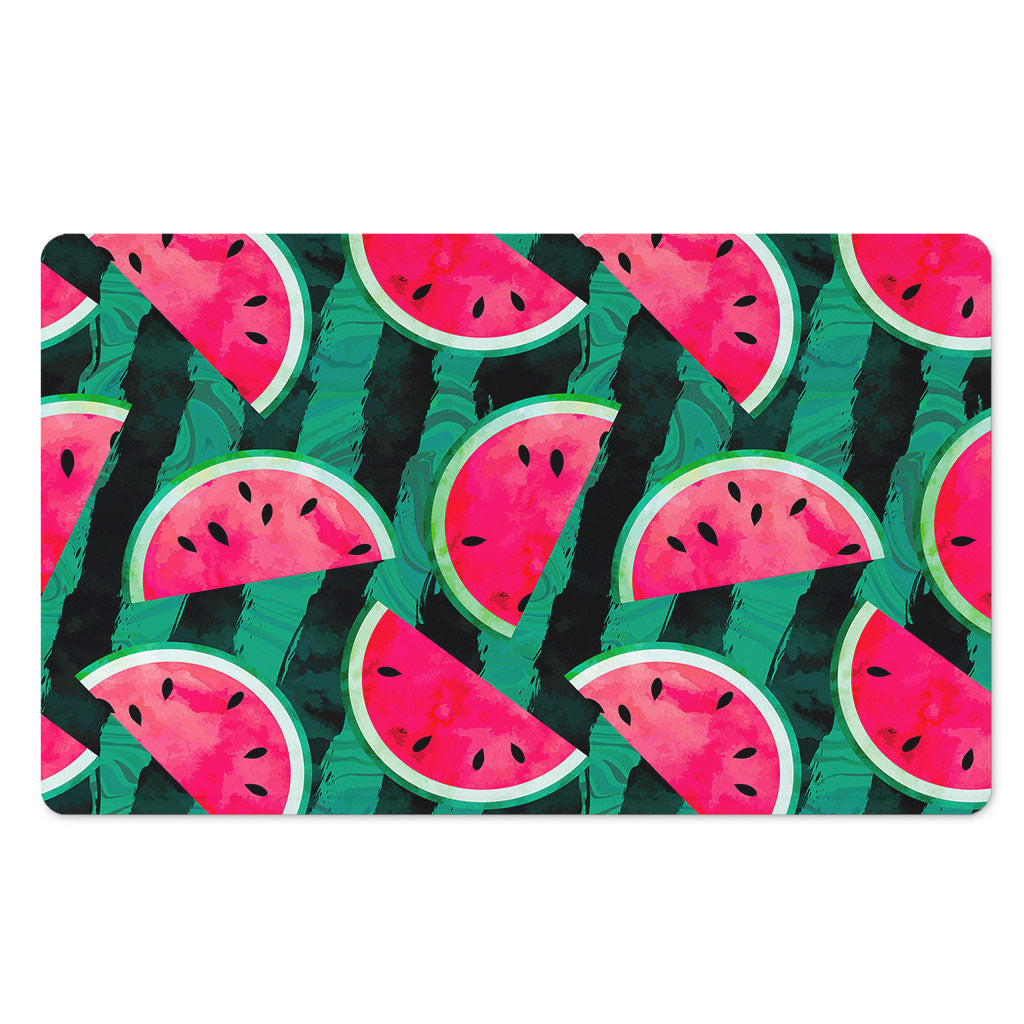 Green Striped Watermelon Pattern Print Polyester Doormat