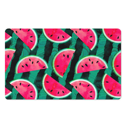 Green Striped Watermelon Pattern Print Polyester Doormat