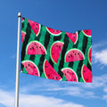 Green Striped Watermelon Pattern Print Polyester Flag