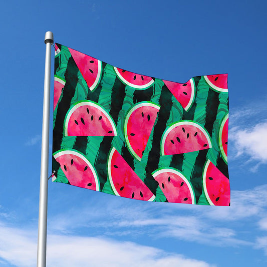 Green Striped Watermelon Pattern Print Polyester Flag