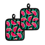 Green Striped Watermelon Pattern Print Pot Holders