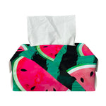 Green Striped Watermelon Pattern Print Rectangle Tissue Box Cover