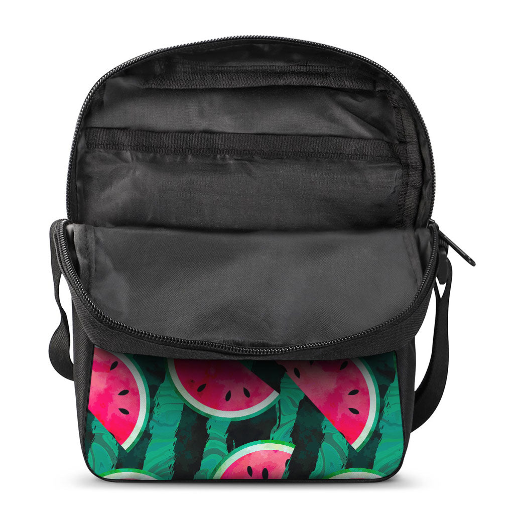 Green Striped Watermelon Pattern Print Rectangular Crossbody Bag