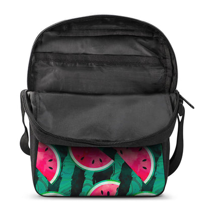 Green Striped Watermelon Pattern Print Rectangular Crossbody Bag