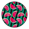 Green Striped Watermelon Pattern Print Round Floor Mat
