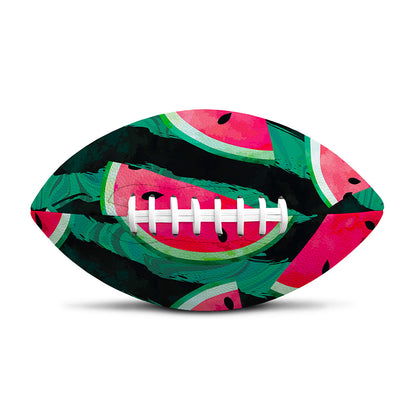 Green Striped Watermelon Pattern Print Rugby Ball