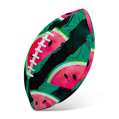 Green Striped Watermelon Pattern Print Rugby Ball