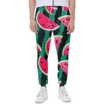 Green Striped Watermelon Pattern Print Scuba Joggers