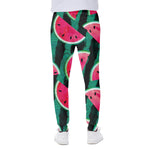 Green Striped Watermelon Pattern Print Scuba Joggers