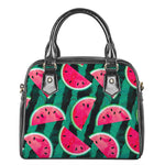 Green Striped Watermelon Pattern Print Shoulder Handbag