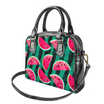 Green Striped Watermelon Pattern Print Shoulder Handbag
