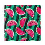 Green Striped Watermelon Pattern Print Silk Bandana