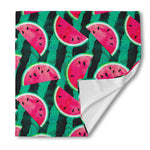 Green Striped Watermelon Pattern Print Silk Bandana