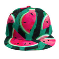 Green Striped Watermelon Pattern Print Snapback Cap