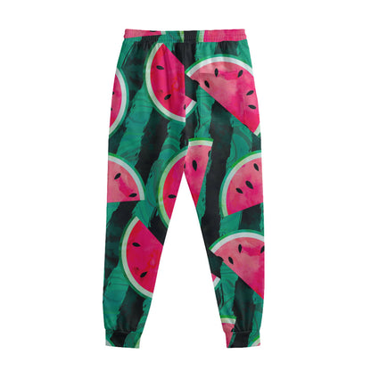 Green Striped Watermelon Pattern Print Sweatpants