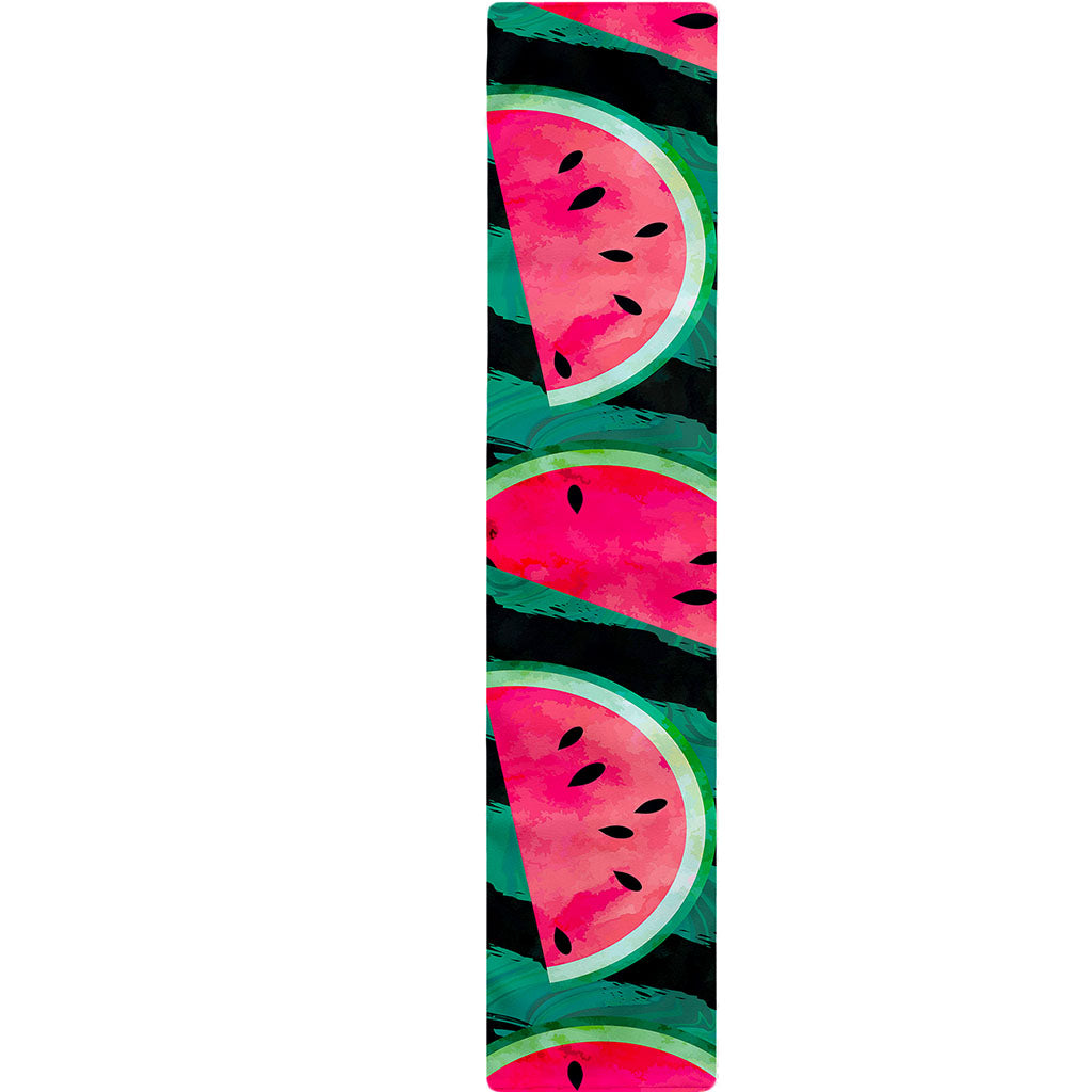 Green Striped Watermelon Pattern Print Table Runner