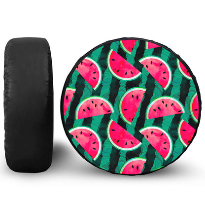Green Striped Watermelon Pattern Print Tire Cover