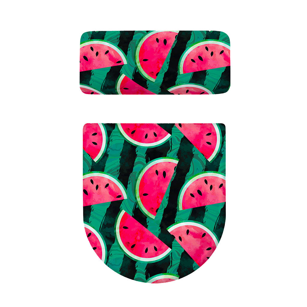 Green Striped Watermelon Pattern Print Toilet Lid And Tank Cover Set