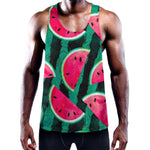 Green Striped Watermelon Pattern Print Training Tank Top