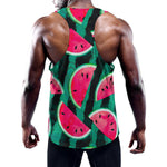 Green Striped Watermelon Pattern Print Training Tank Top