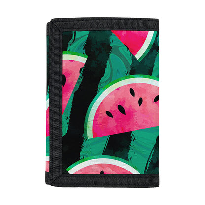 Green Striped Watermelon Pattern Print Trifold Wallet