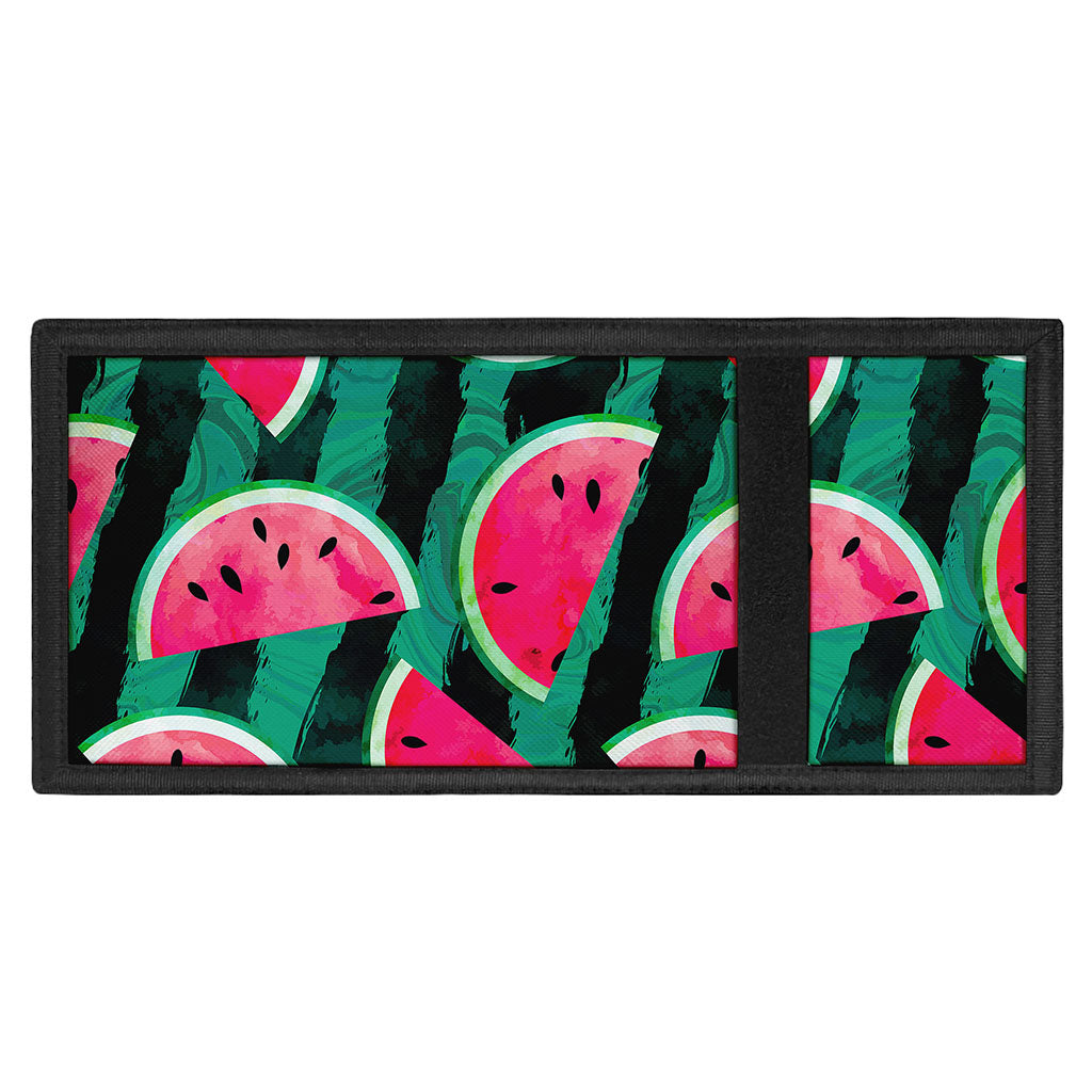Green Striped Watermelon Pattern Print Trifold Wallet
