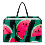 Green Striped Watermelon Pattern Print Utility Tote Bag