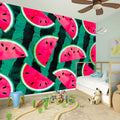 Green Striped Watermelon Pattern Print Wall Sticker
