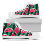 Green Striped Watermelon Pattern Print White High Top Sneakers