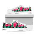 Green Striped Watermelon Pattern Print White Low Top Sneakers