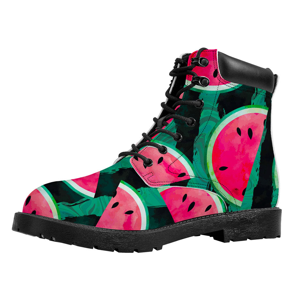 Green Striped Watermelon Pattern Print Work Boots
