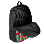 Green Stripes Watermelon Pattern Print 17 Inch Backpack