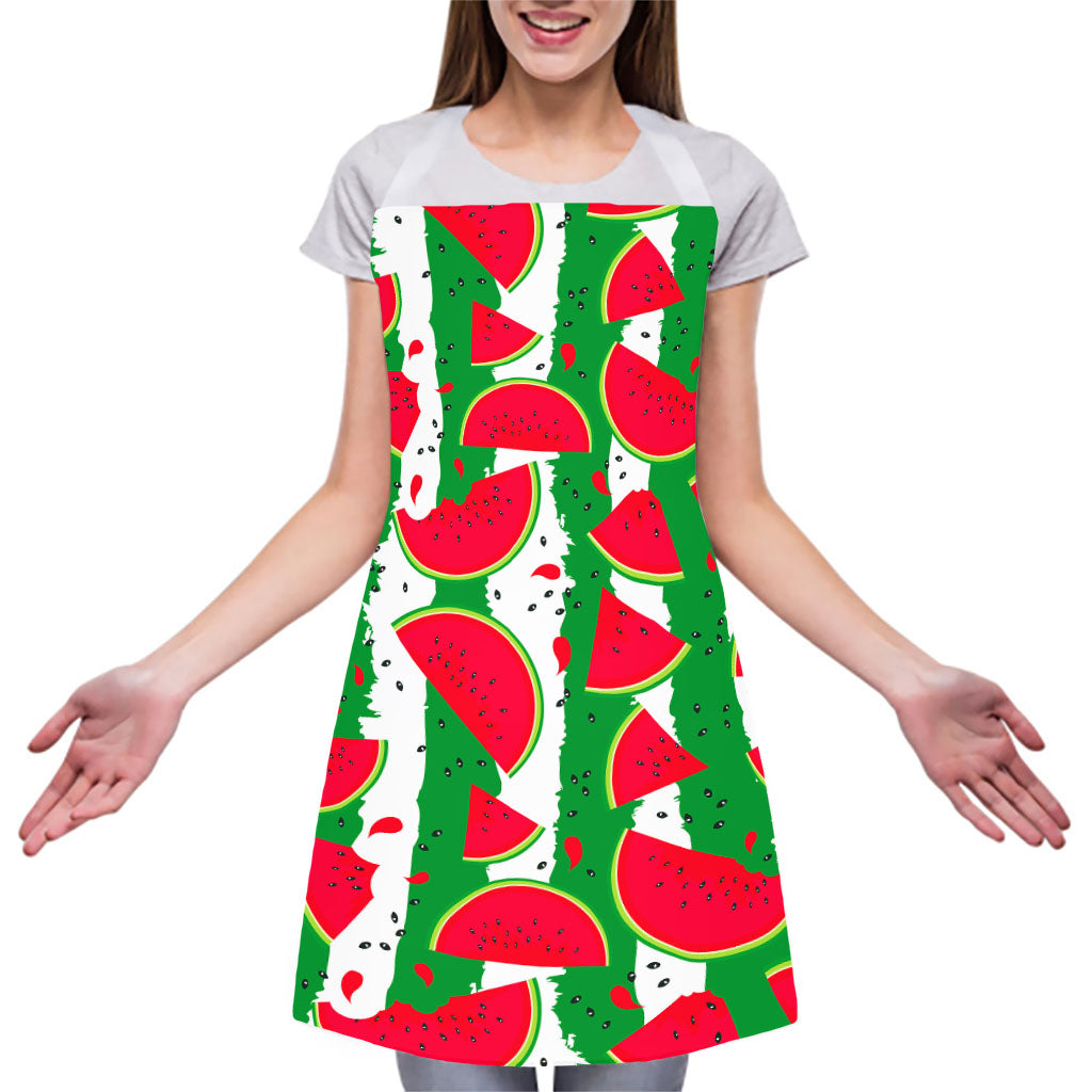 Green Stripes Watermelon Pattern Print Adjustable Apron
