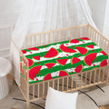 Green Stripes Watermelon Pattern Print Baby Crib Sheet