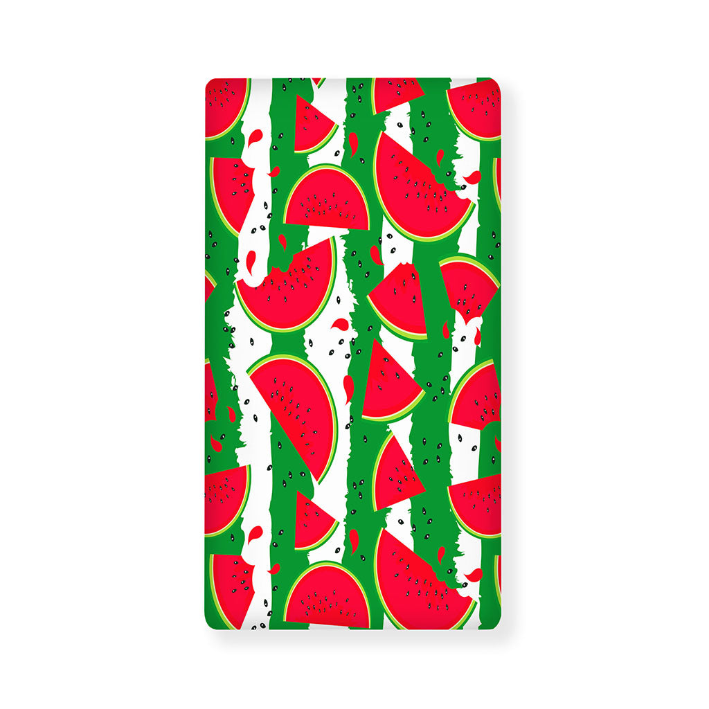 Green Stripes Watermelon Pattern Print Baby Crib Sheet