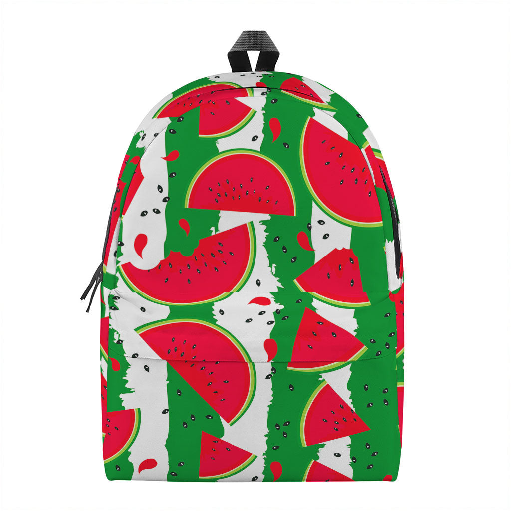 Green Stripes Watermelon Pattern Print Backpack