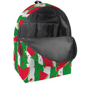 Green Stripes Watermelon Pattern Print Backpack