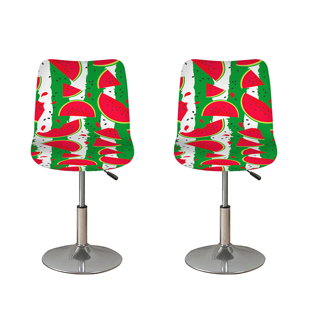 Green Stripes Watermelon Pattern Print Bar Stool Covers