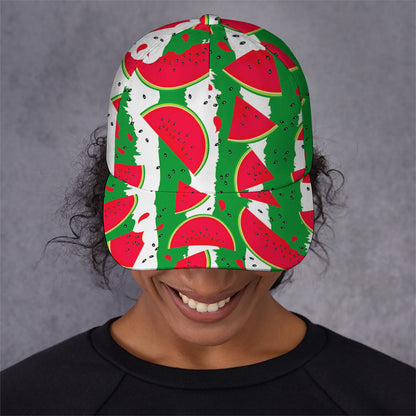 Green Stripes Watermelon Pattern Print Baseball Cap